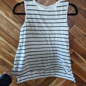🎉 4 for $25🎉 ZARA Cotton Hi-Low Hem Tank Top Black & White Stripe Size Small